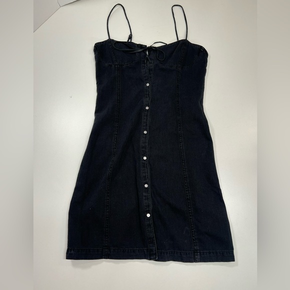 Calvin Klein For UO Black Denim Button Down Mini Dress Size XS New - Picture 2 of 14